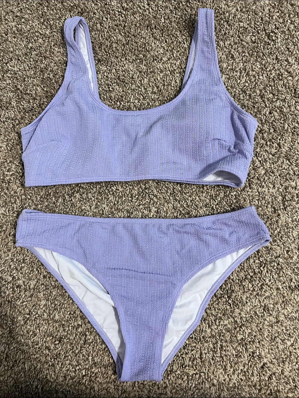 NWT- Cupshe Lavender Ribbed Bikini Set